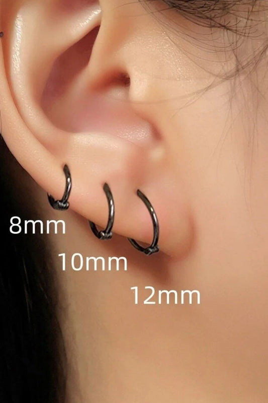black-s999-silver-huggie-hoops-model