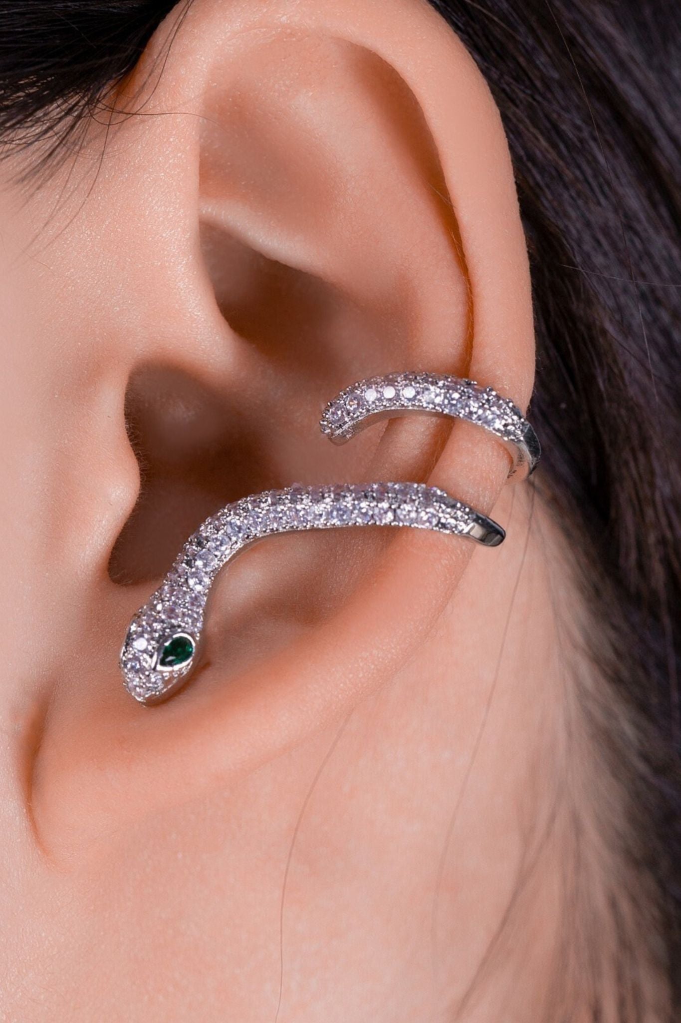 sparkly-snake-climber-earring-in-silver-single-model