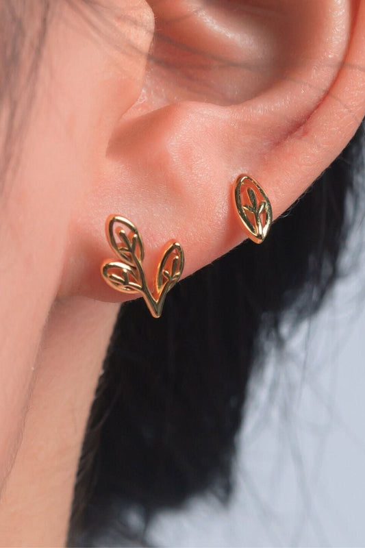 sterling-silver-mismatched-olive-leaf-studs-in-gold-model