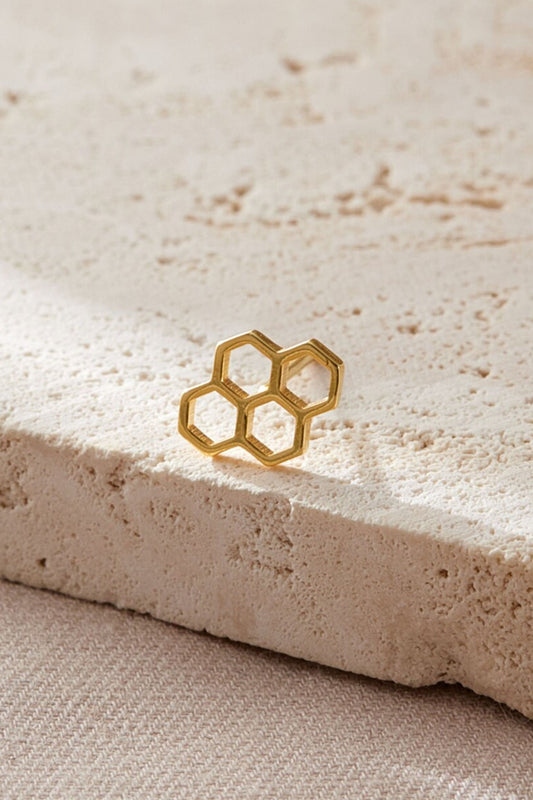 sterling-silver-honeycomb-studs-in-gold-closeup