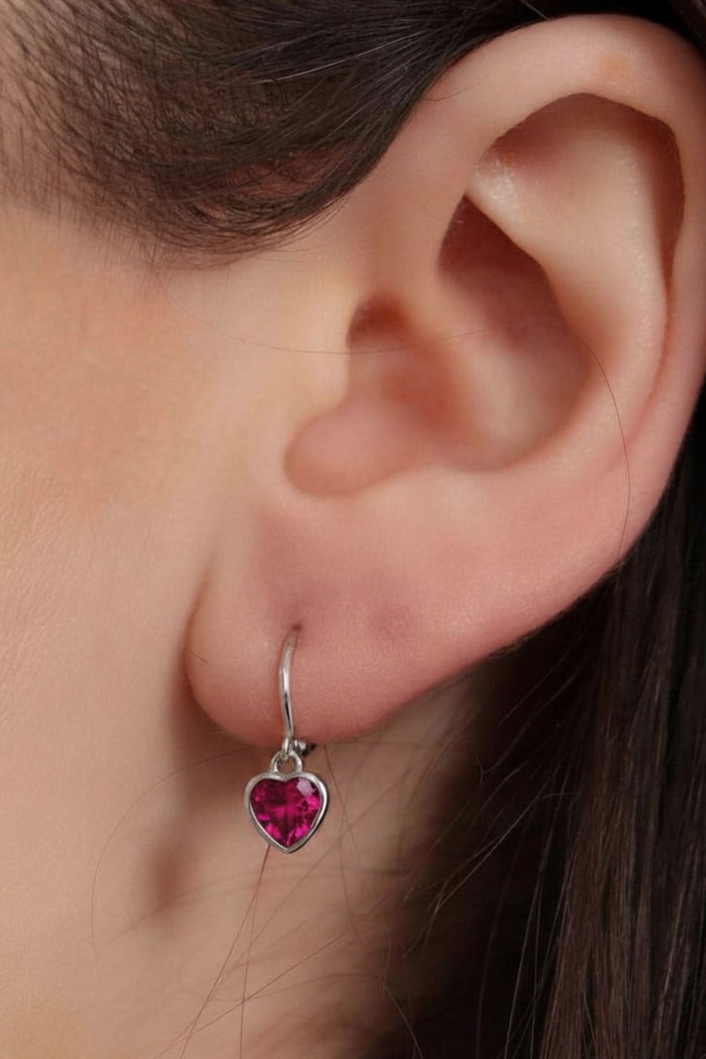 sterling-silver-cz-heart-hoops-in-silver-fuchsia-model