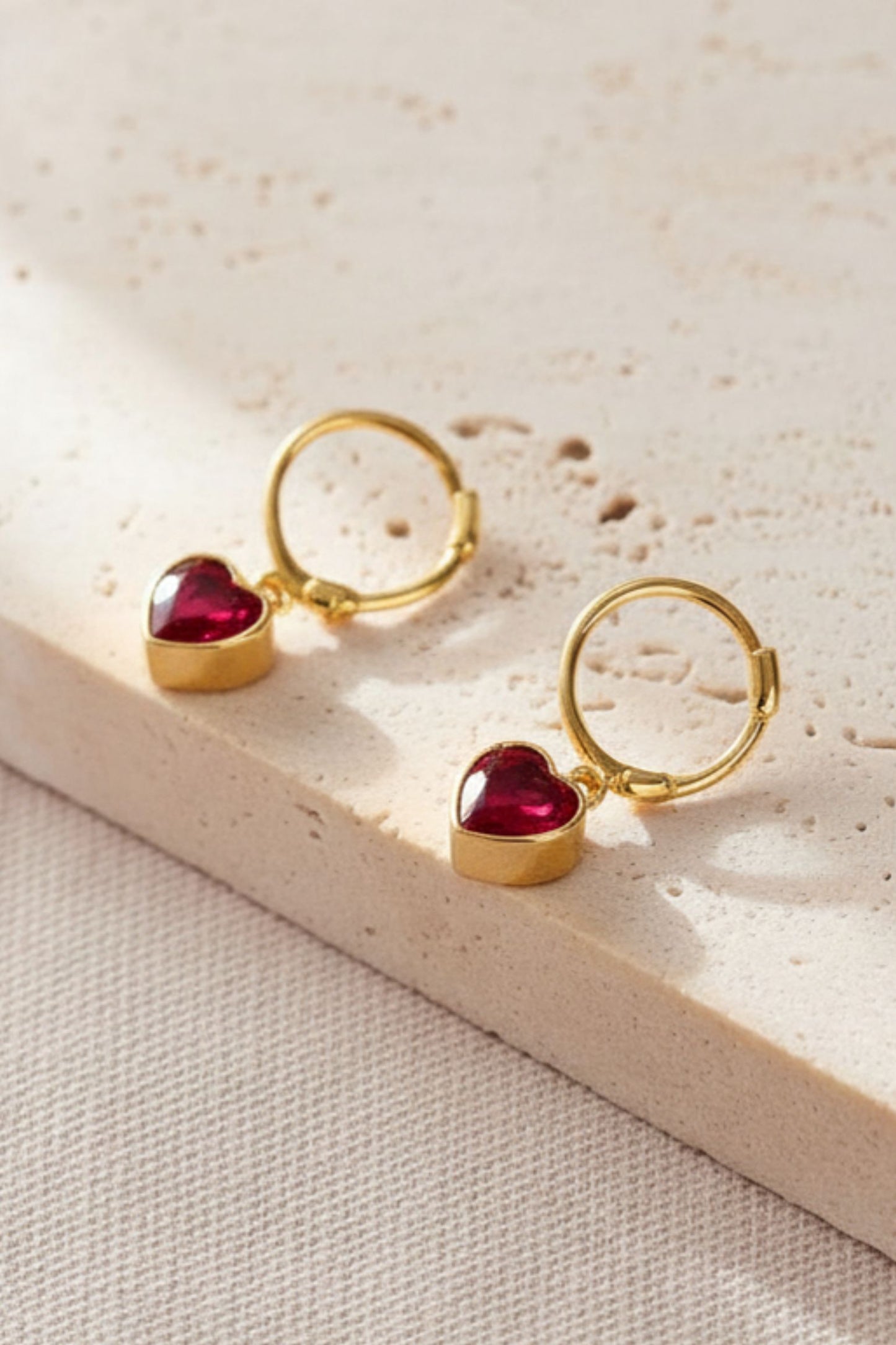 sterling-silver-cz-heart-hoops-in-gold-red