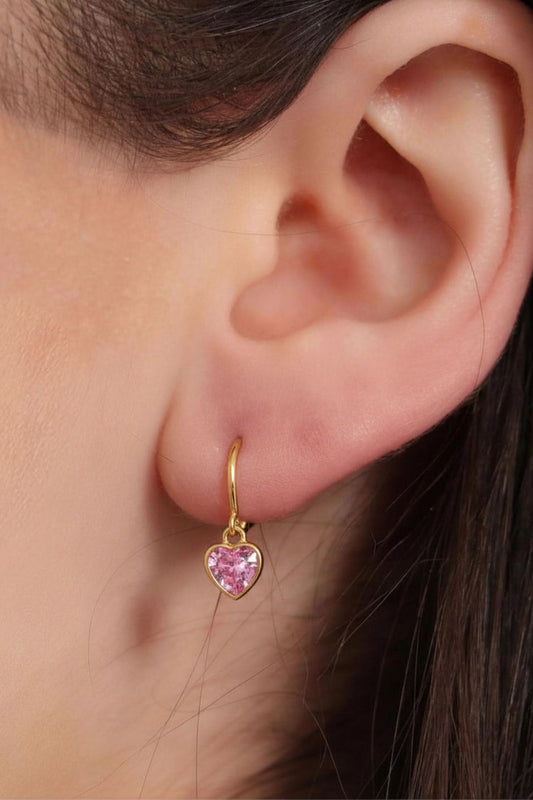 sterling-silver-cz-heart-hoops-in-gold-pink-model