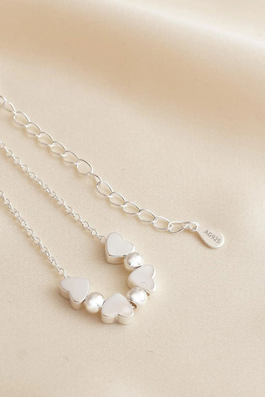 sterling-silver-four-love-hearts-beaded-necklace-closeup