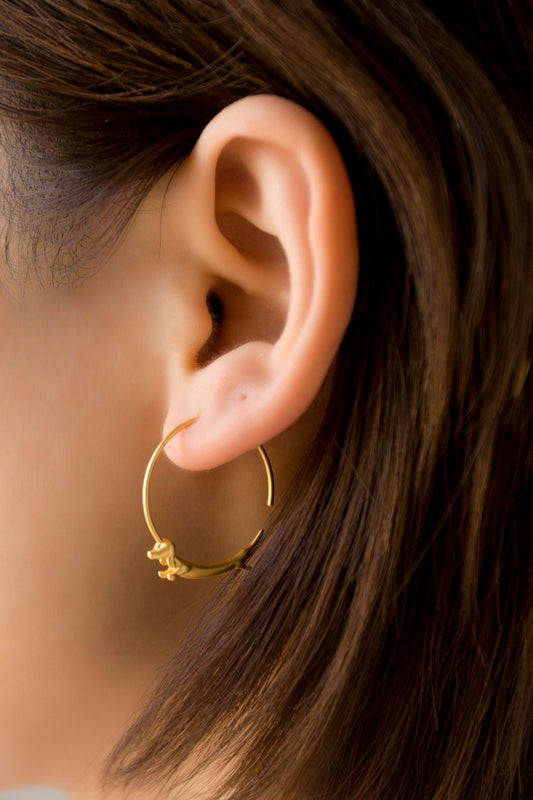 sterling-silver-sausage-dog-hoops-in-gold-model