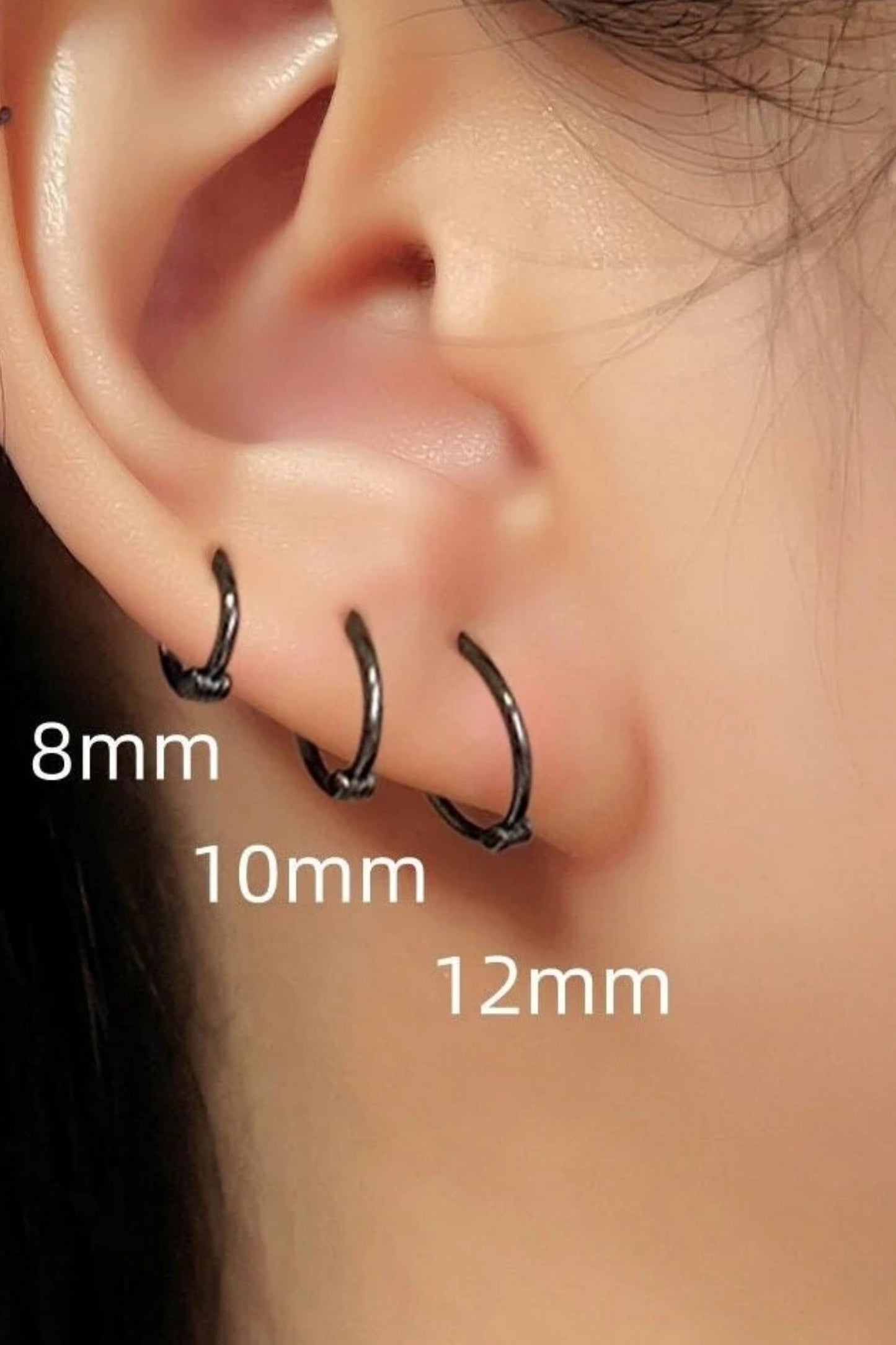 black-s999-silver-huggie-hoops-model
