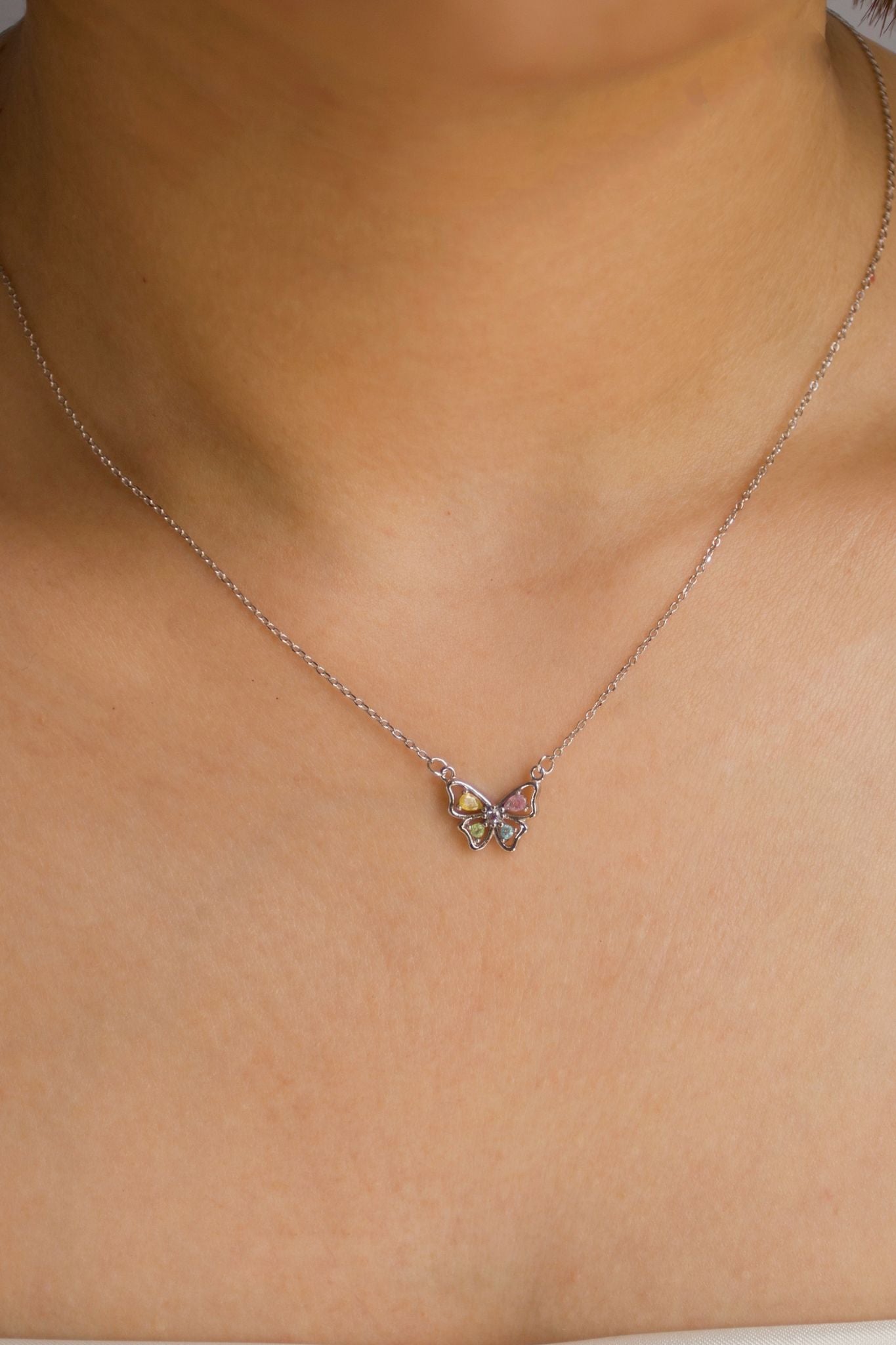 sterling-silver-cz-colourful-butterfly-necklace-model