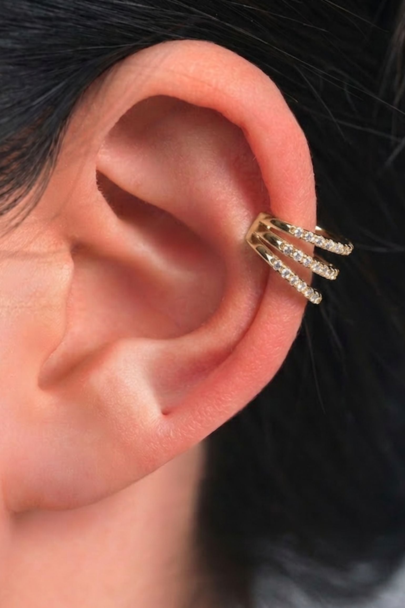 sterling-silver-cz-triple-hoop-ear-cuff-in-gold-single-model