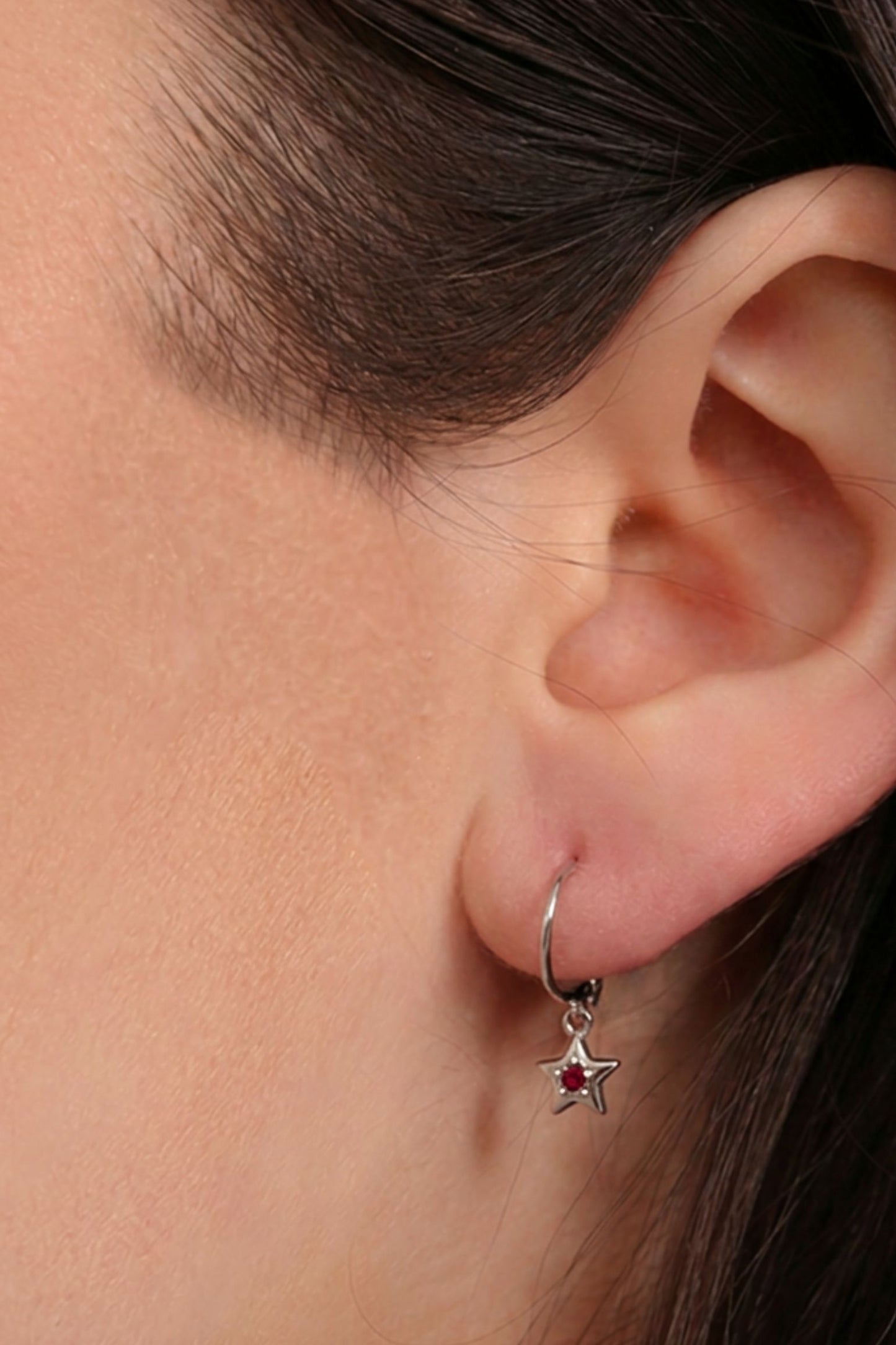 sterling-silver-cz-star-hoops-in-silver-red-model