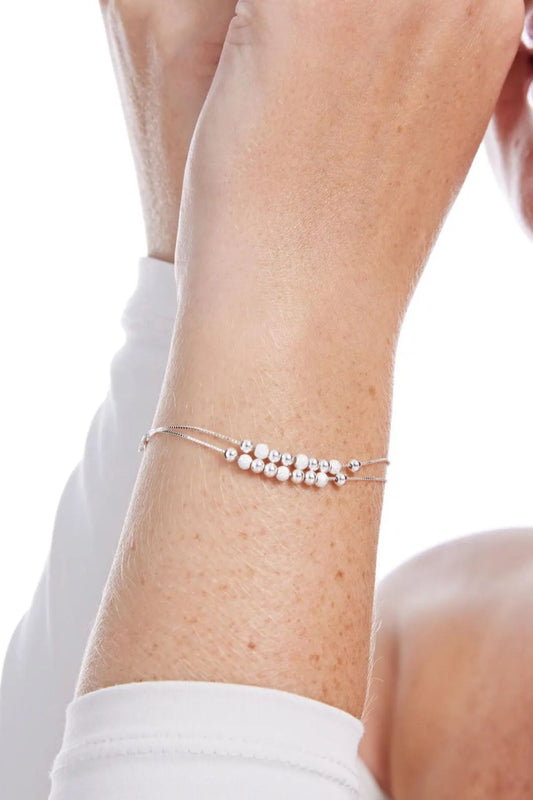 sterling-silver-frosted-bead-bracelet-18th-model-wrist
