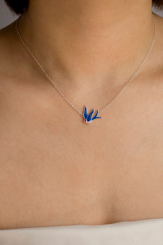 sterling-silver-blue-swallow-necklace-model