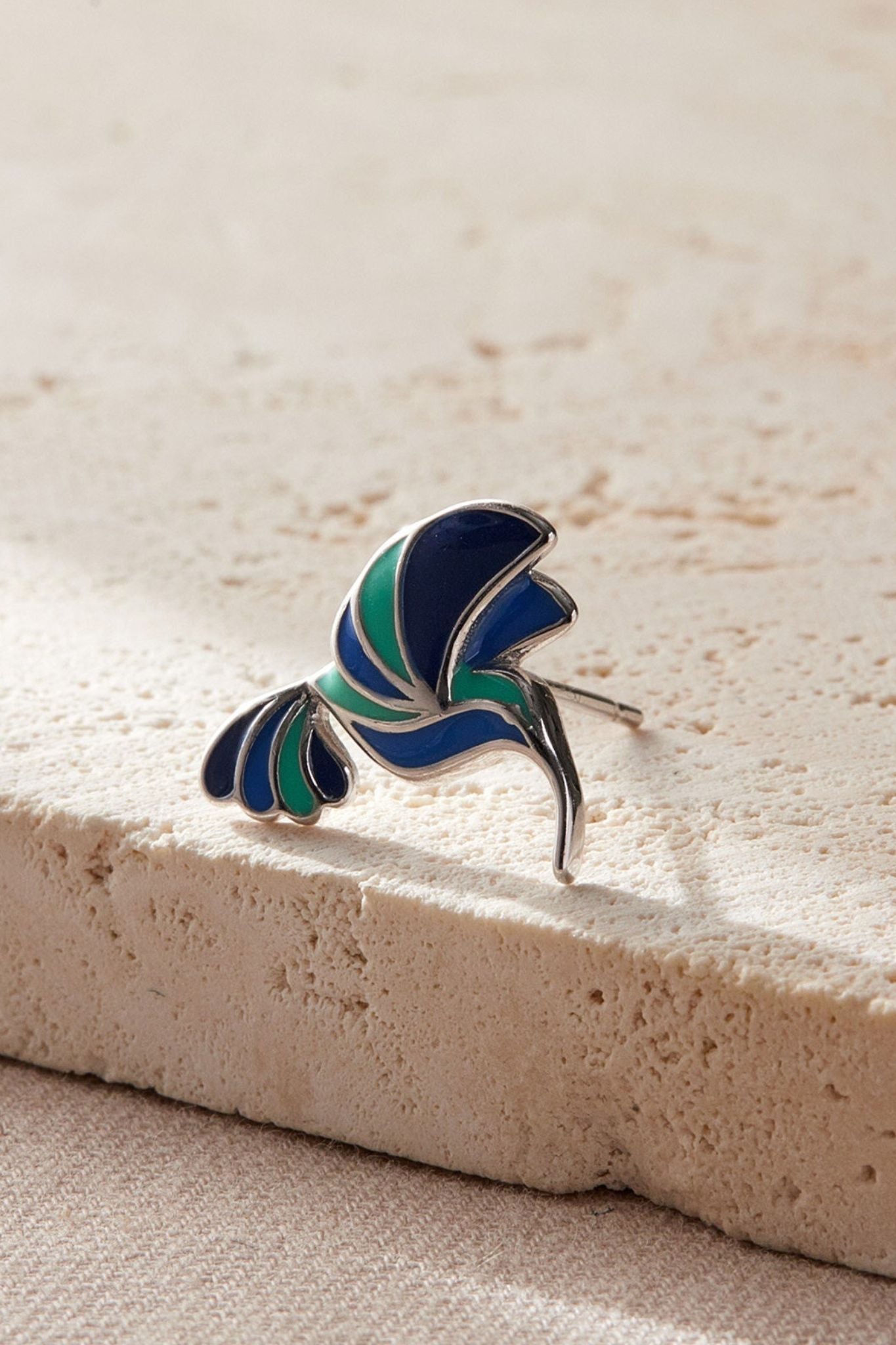 sterling-silver-blue-hummingbird-studs-in-silver-closeup
