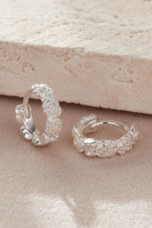 sterling-silver-rose-huggie-hoops