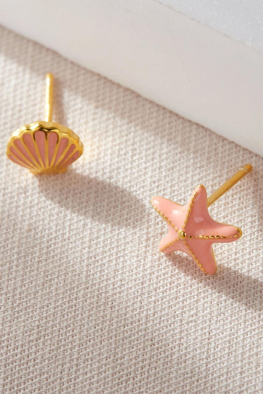 sterling-silver-shell-starfish-studs-in-coral-gold