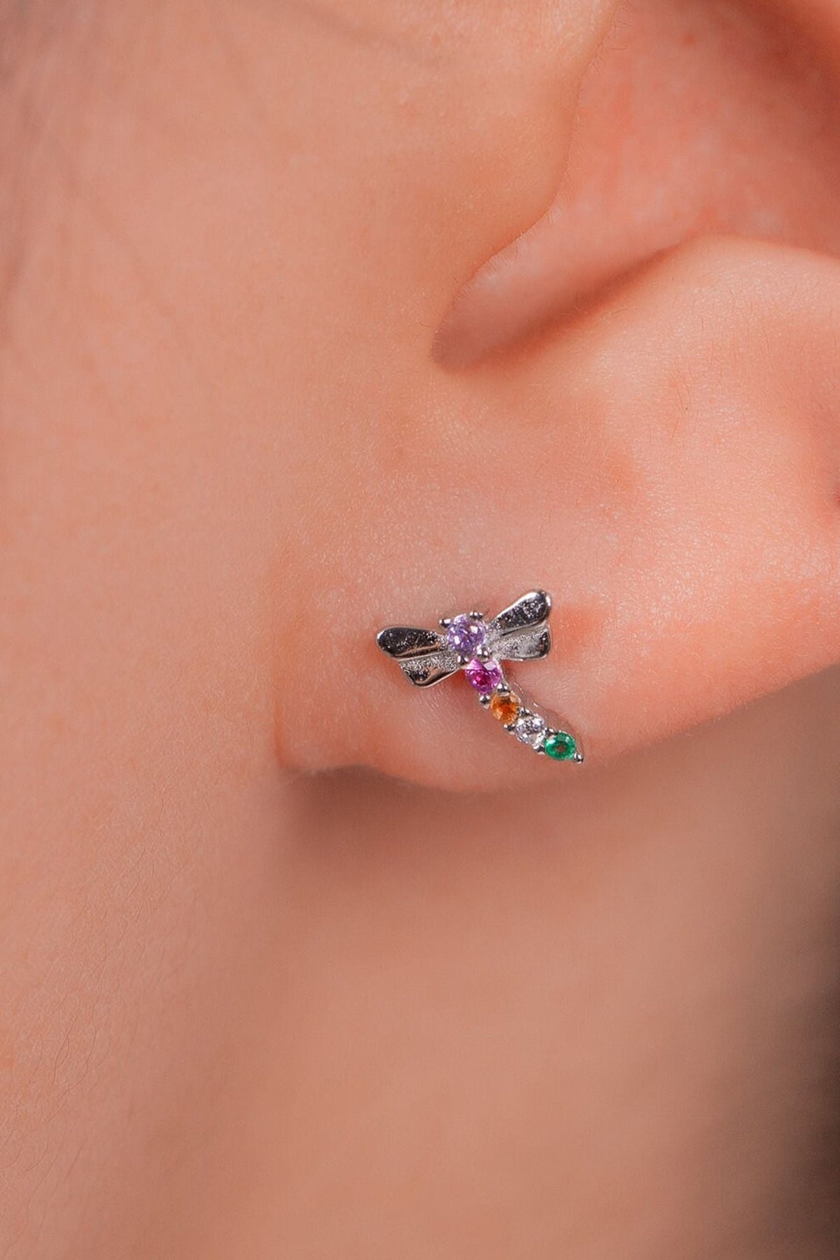 sterling-silver-colourful-cz-dragonfly-stud-earrings-model