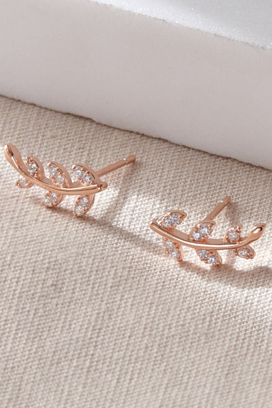 sterling-silver-cz-sparkly-leaf-studs-in-rose-gold