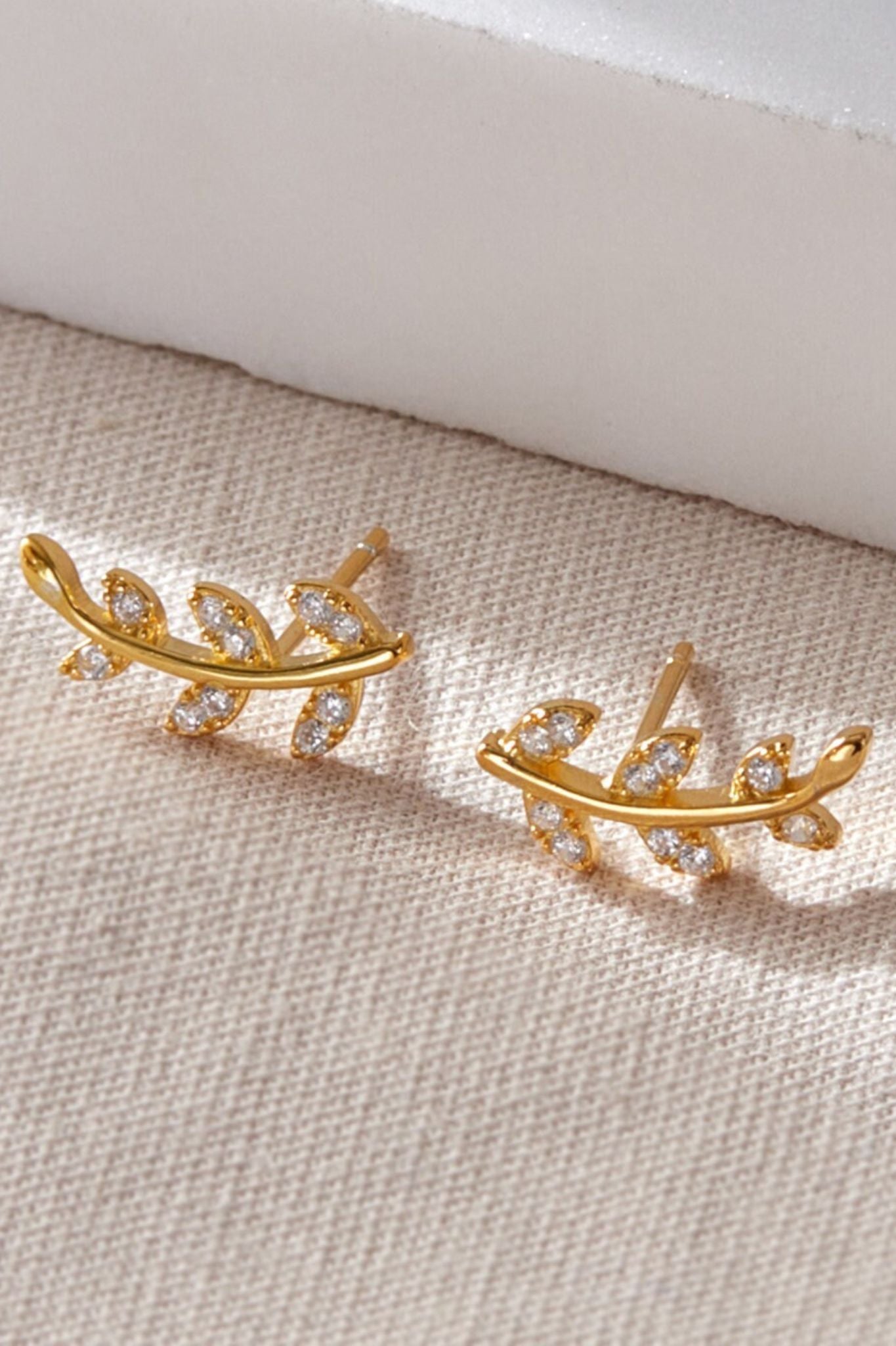 sterling-silver-cz-sparkly-leaf-studs-in-gold