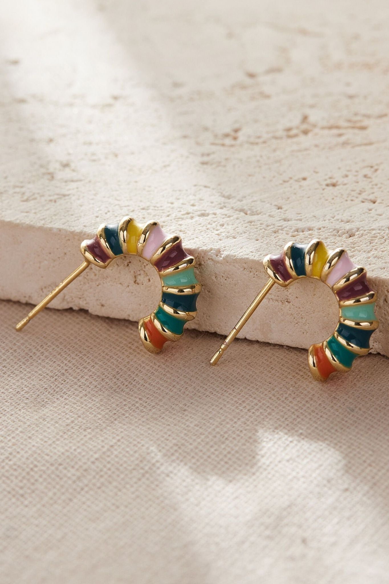 rainbow-enamel-half-hoop-earrings-closeup