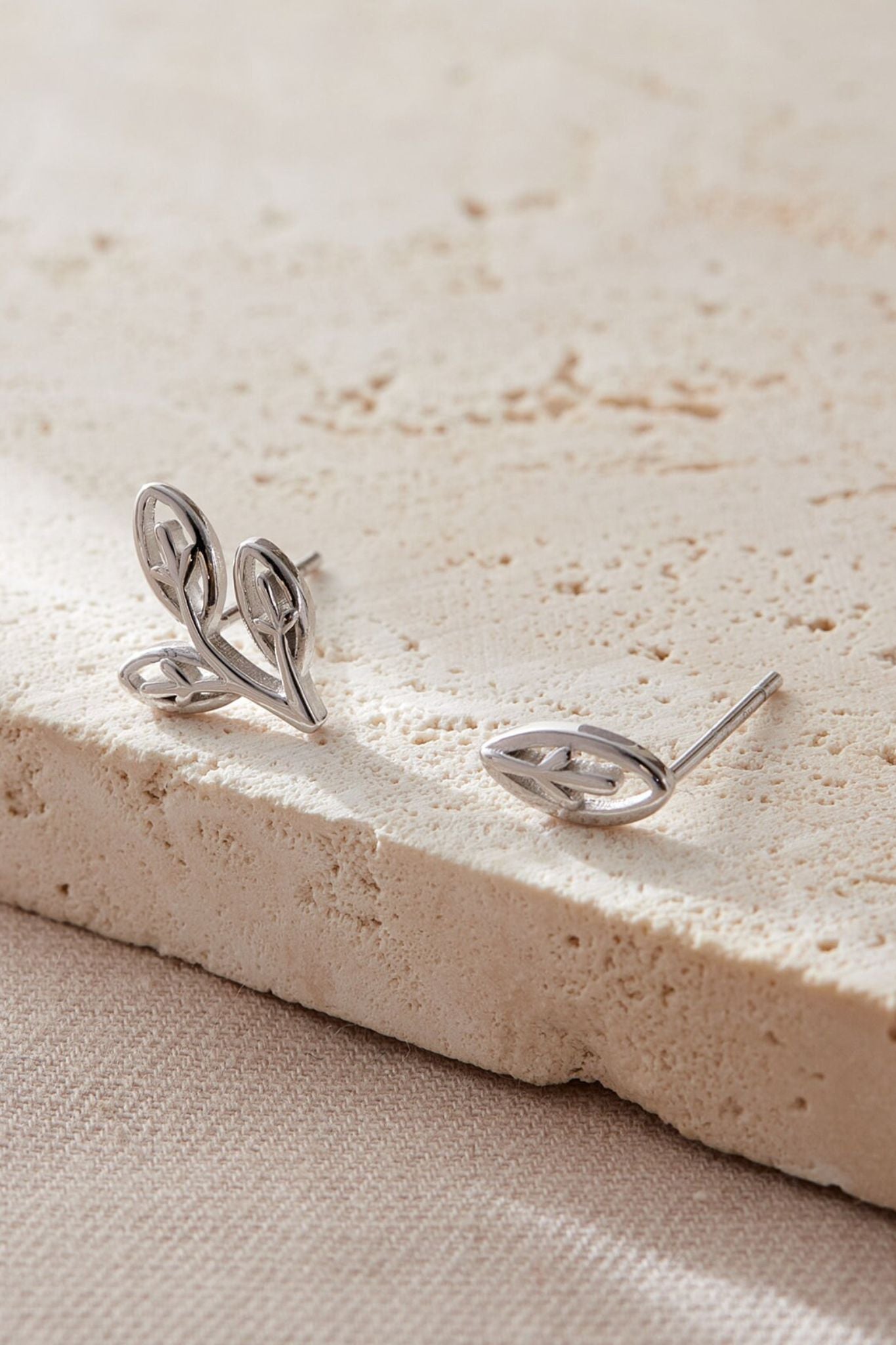 sterling-silver-mismatched-olive-leaf-studs-in-silver