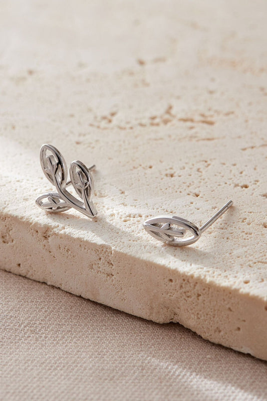 sterling-silver-mismatched-olive-leaf-studs-in-silver