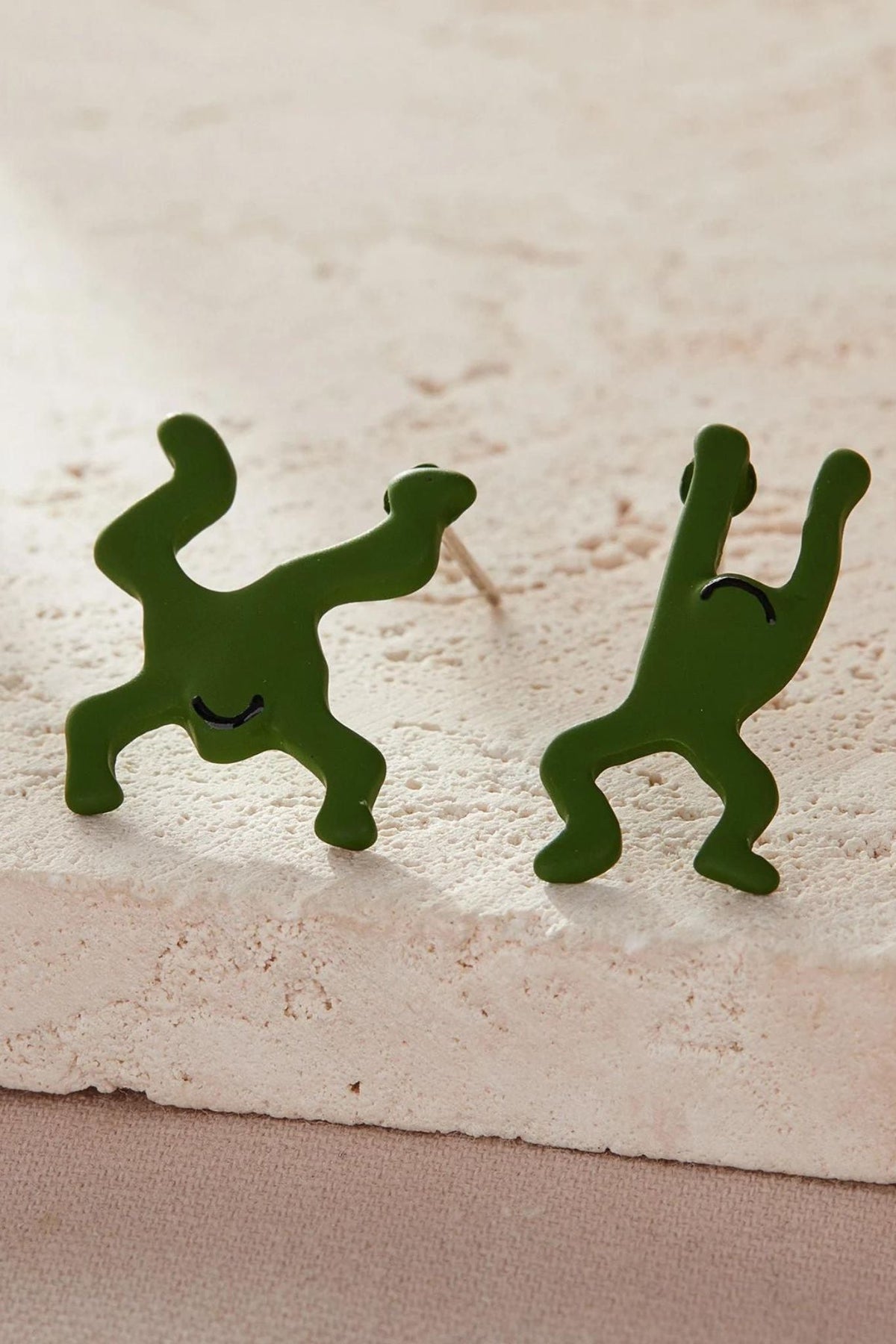 leaping-frogs-mismatched-studs-in-green-closeup