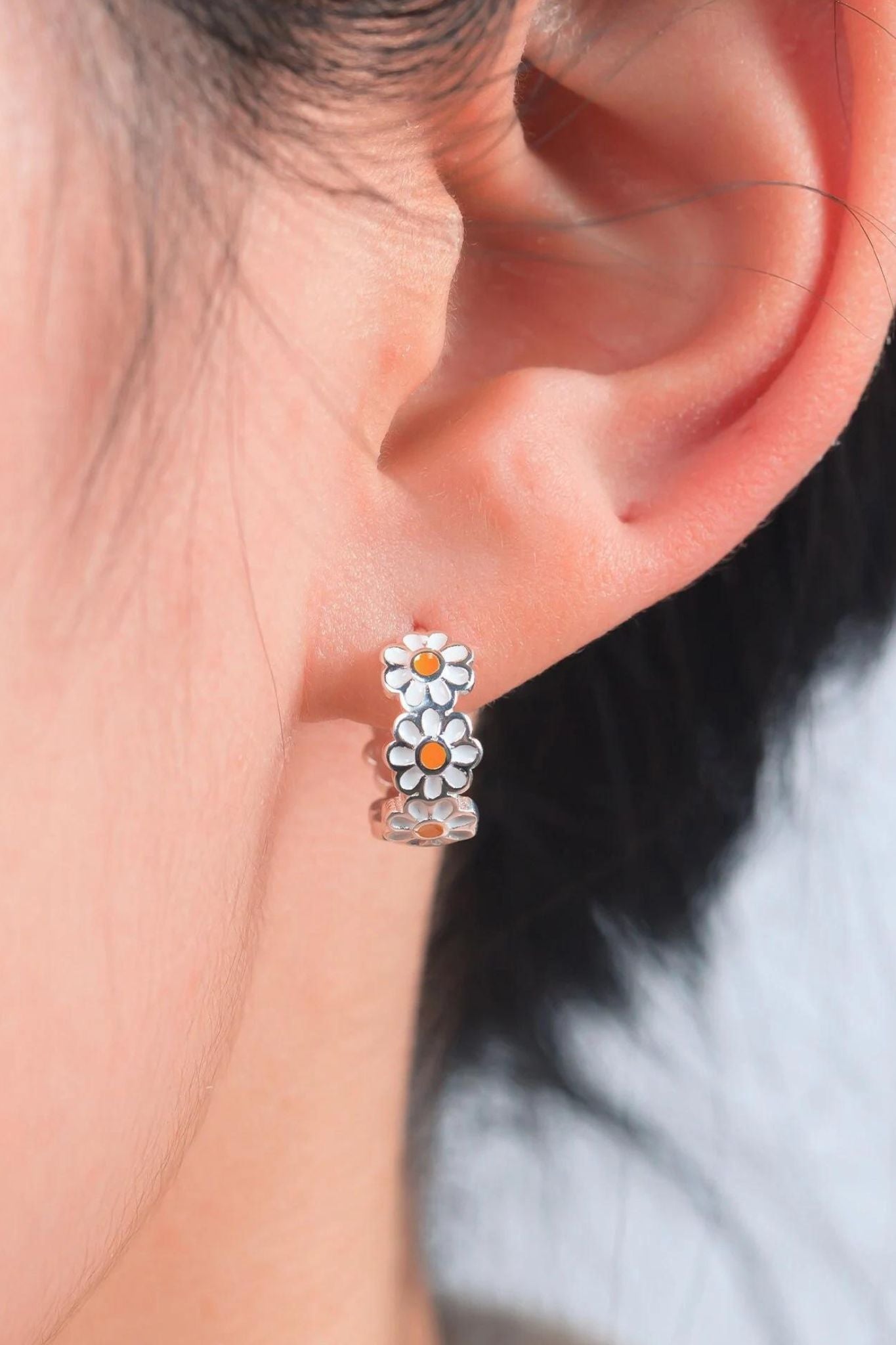 sterling-silver-daisy-hoops-model