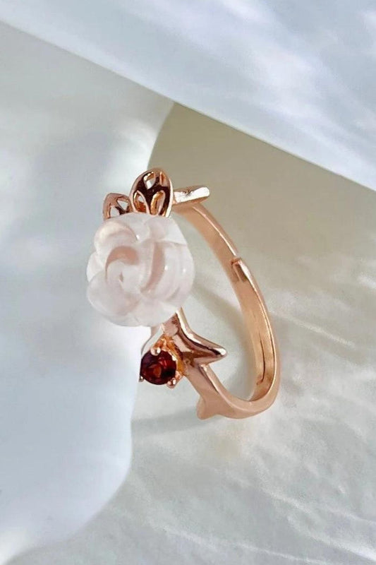 rose-gold-natural-garnet-and-quartz-floral-ring