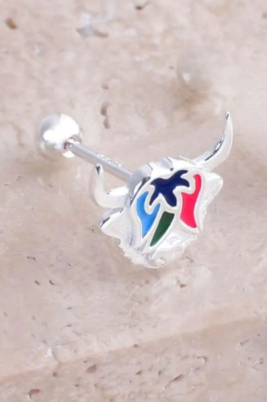 sterling-silver-colourful-highland-cow-cartilage-stud-single-closeup