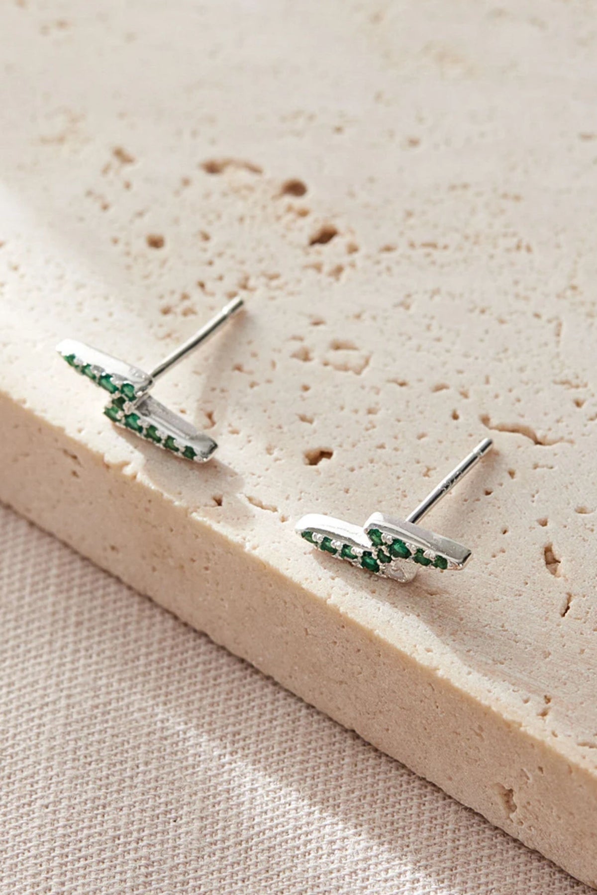 terling-silver-cz-lightning-bolt-studs-in-silver-green