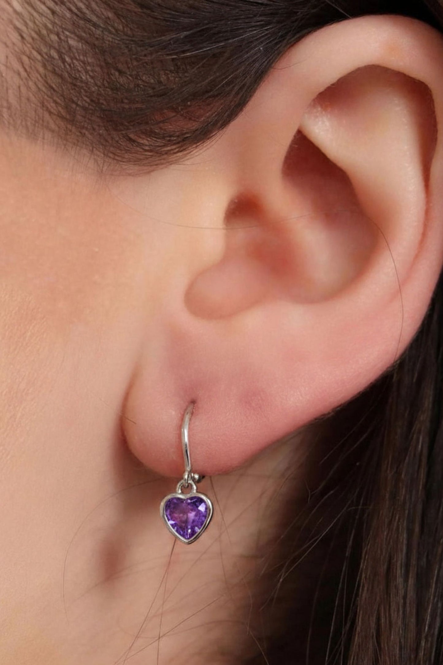 sterling-silver-cz-heart-hoops-in-silver-purple-model