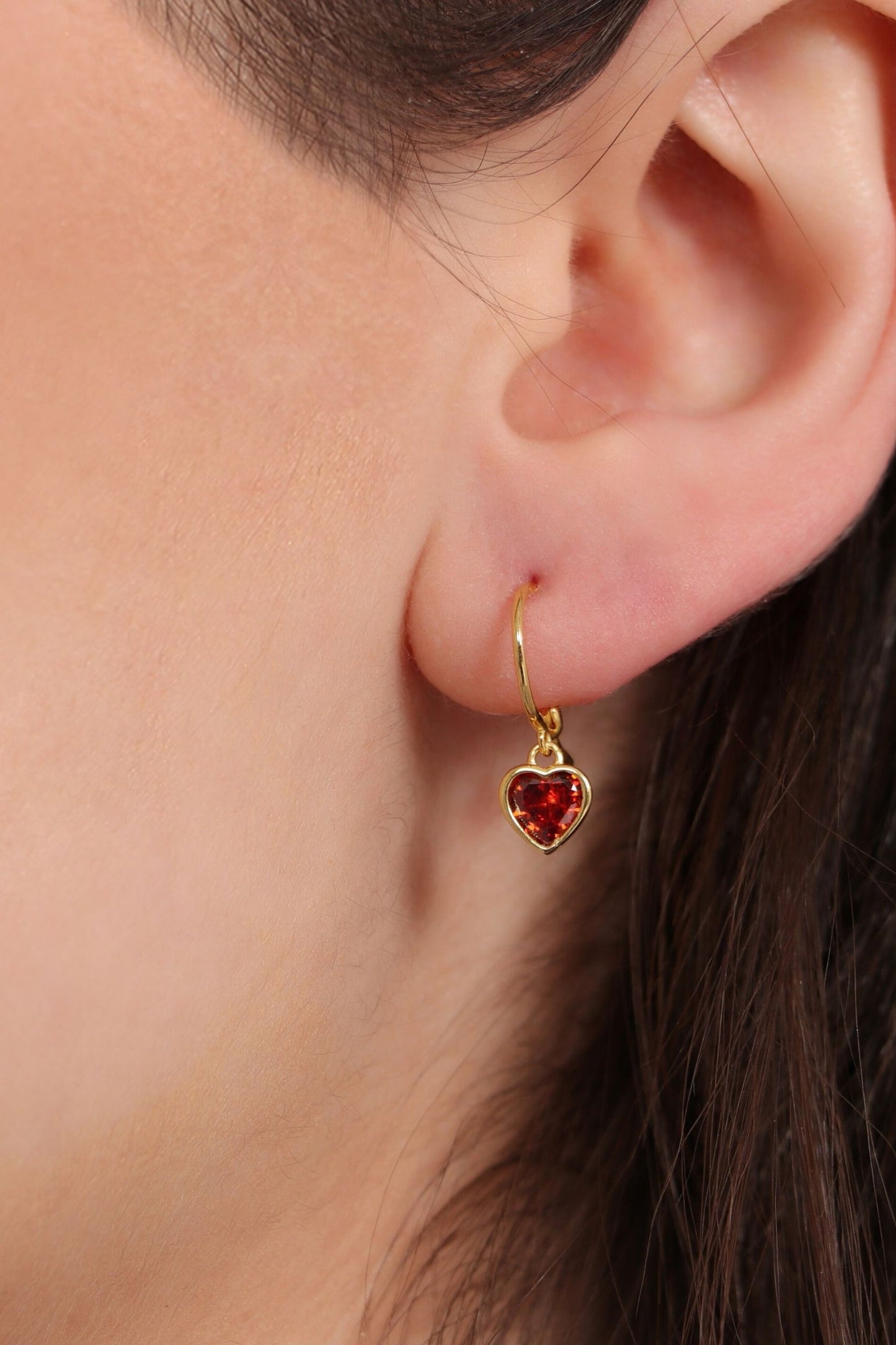 sterling-silver-cz-heart-hoops-in-gold-red-model