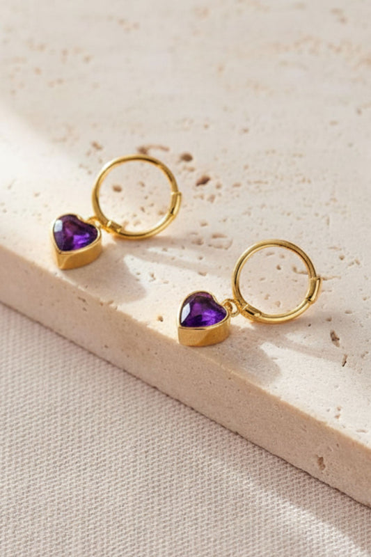 sterling-silver-cz-heart-hoops-in-gold-purple