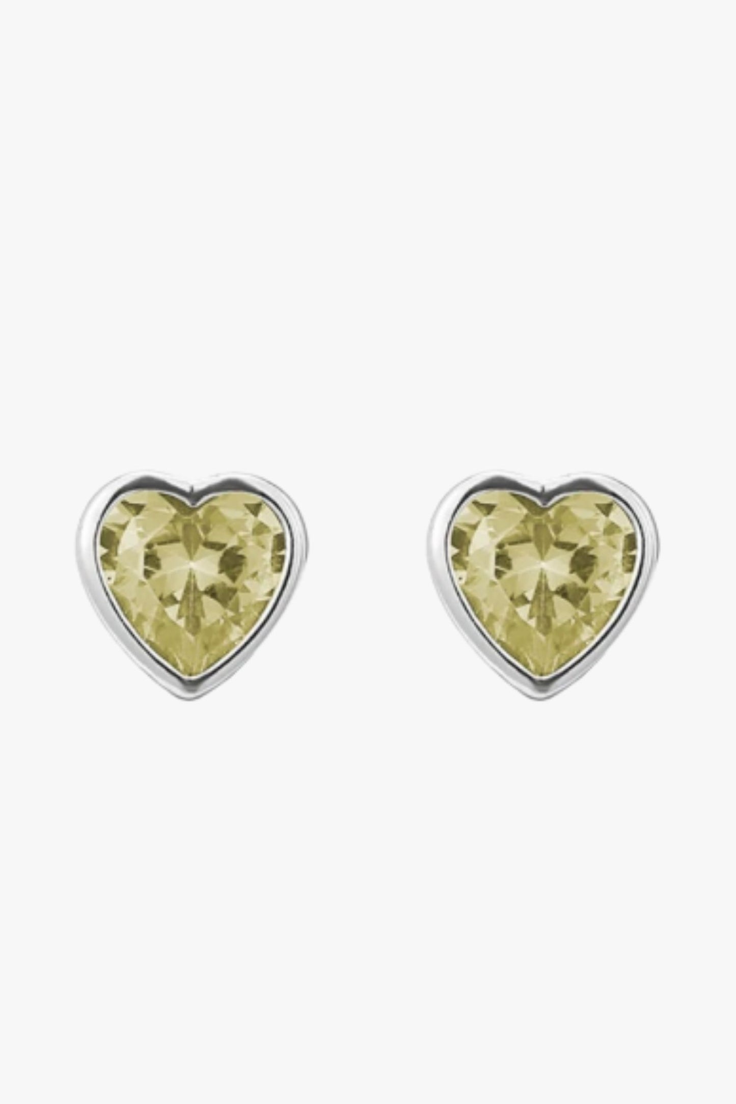 Sterling Silver CZ Heart Studs in Silver/Champagne