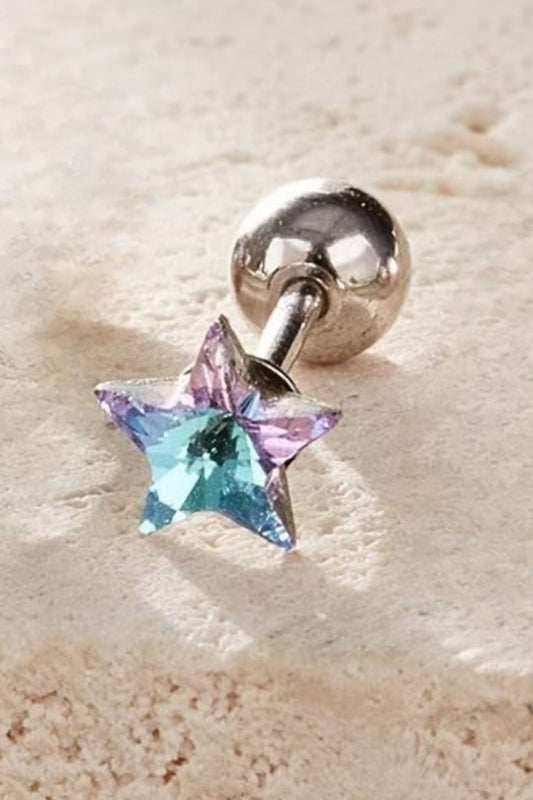 Sterling Silver CZ Star Cartilage Stud in Purple Ombre - Single