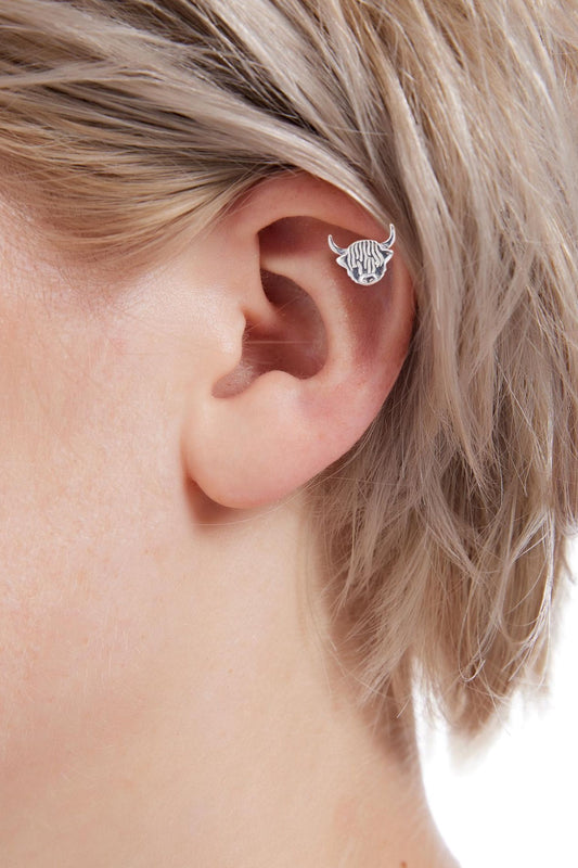 sterling-silver-highland-cow-cartilage-stud-single-model
