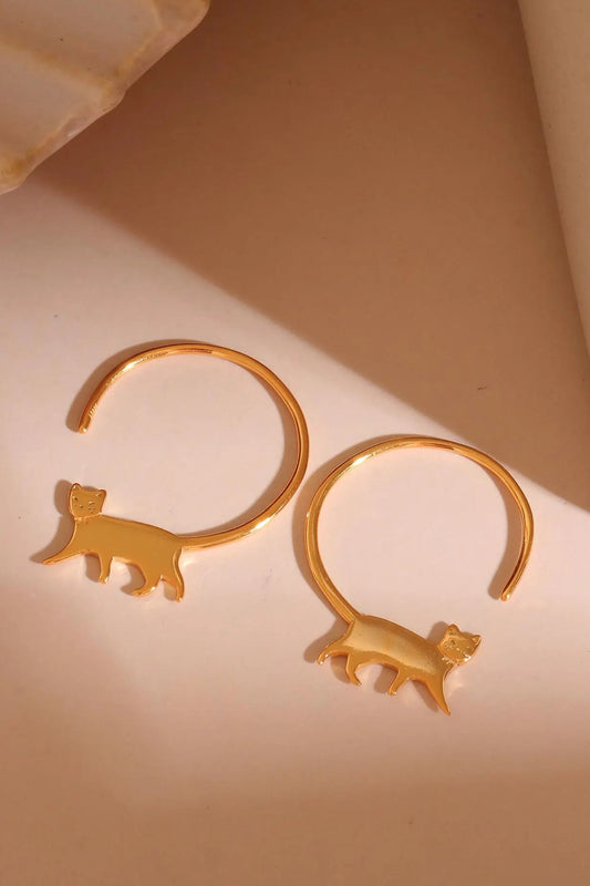 sterling-silver-cat-hoops-in-gold