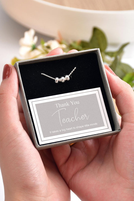 Sterling Silver Dainty Beaded Necklace - Teacher