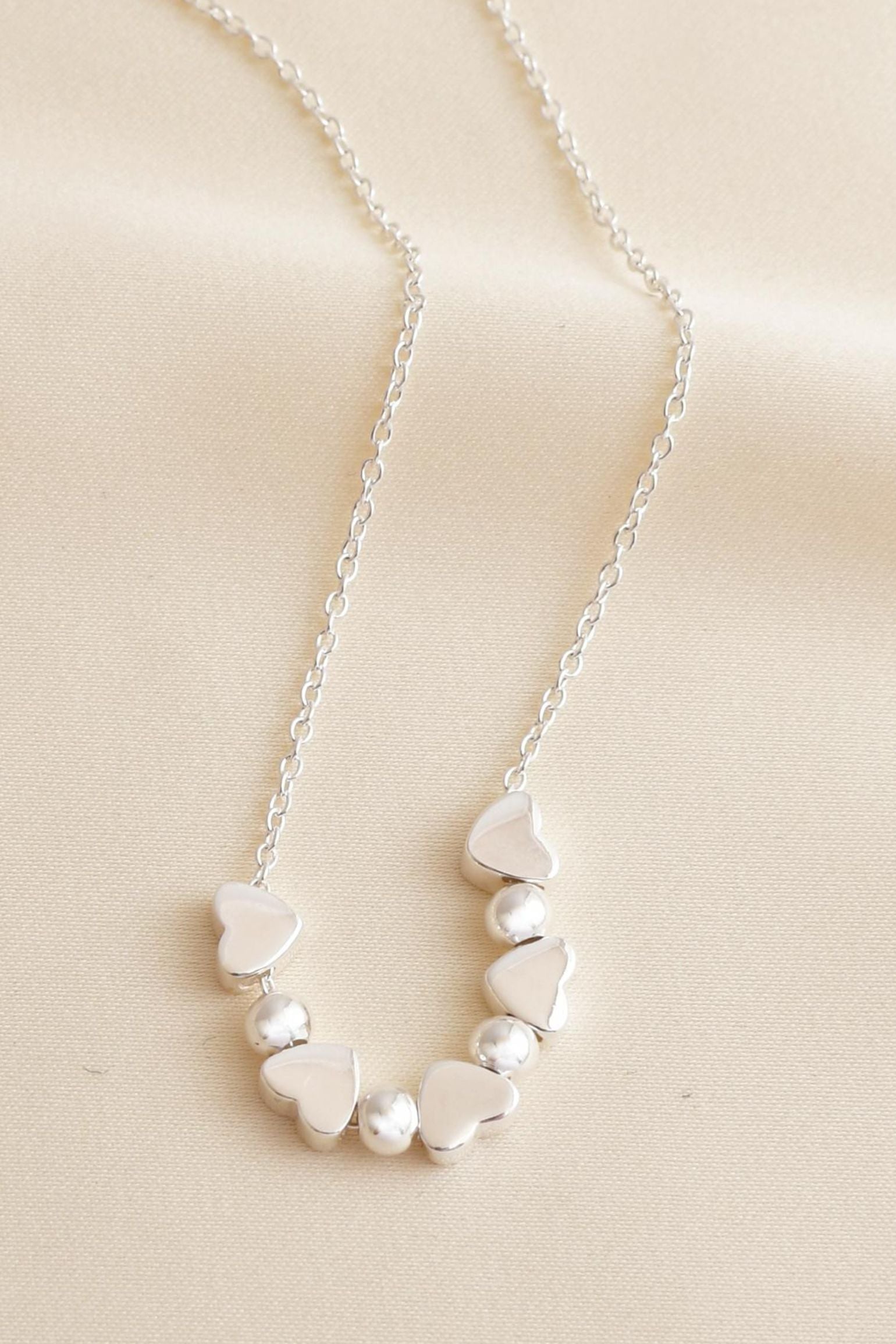 sterling-silver-five-love-heart-beaded-necklace-bridesmaid-closeup