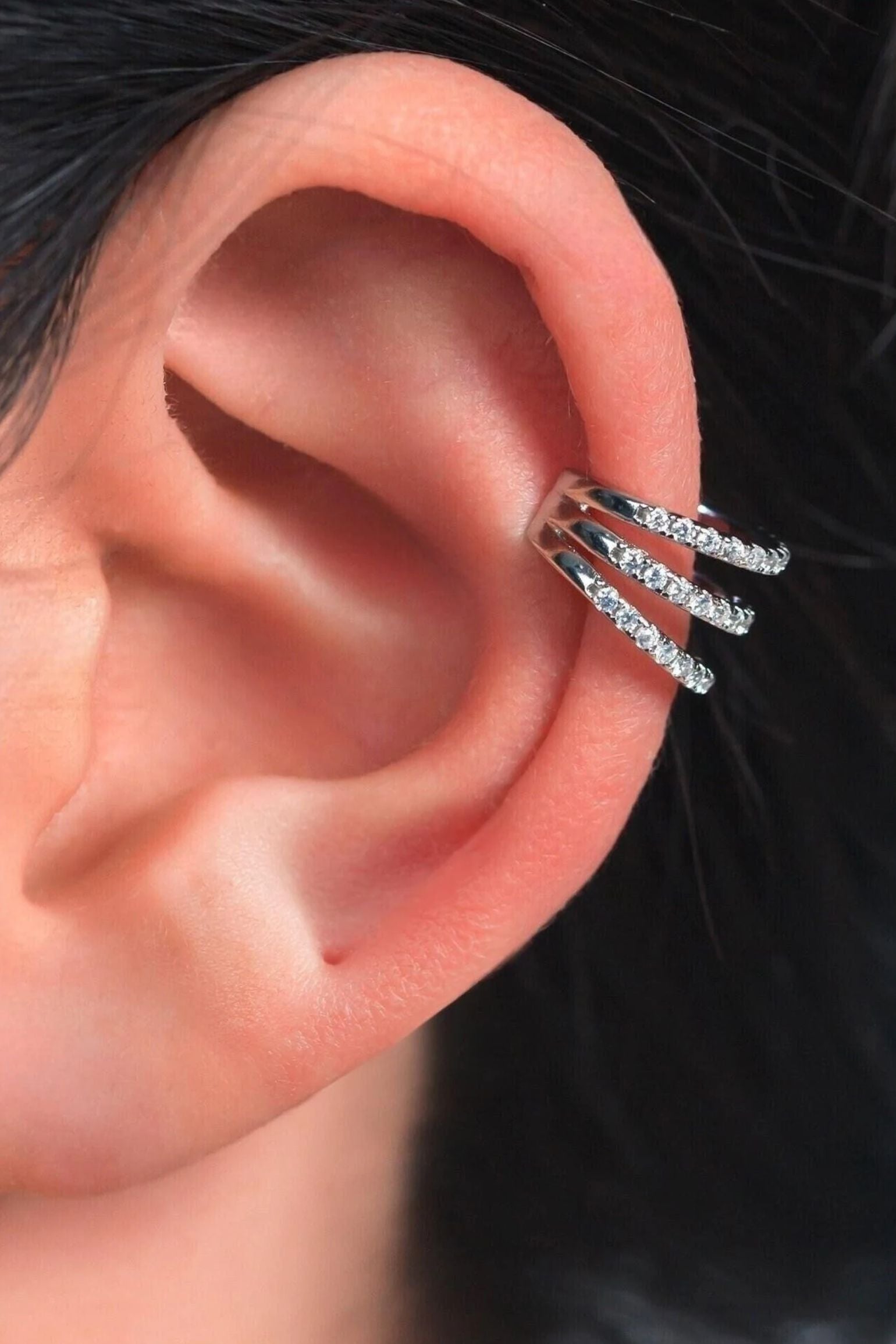 sterling-silver-cz-triple-hoop-ear-cuff-in-silver-single-model