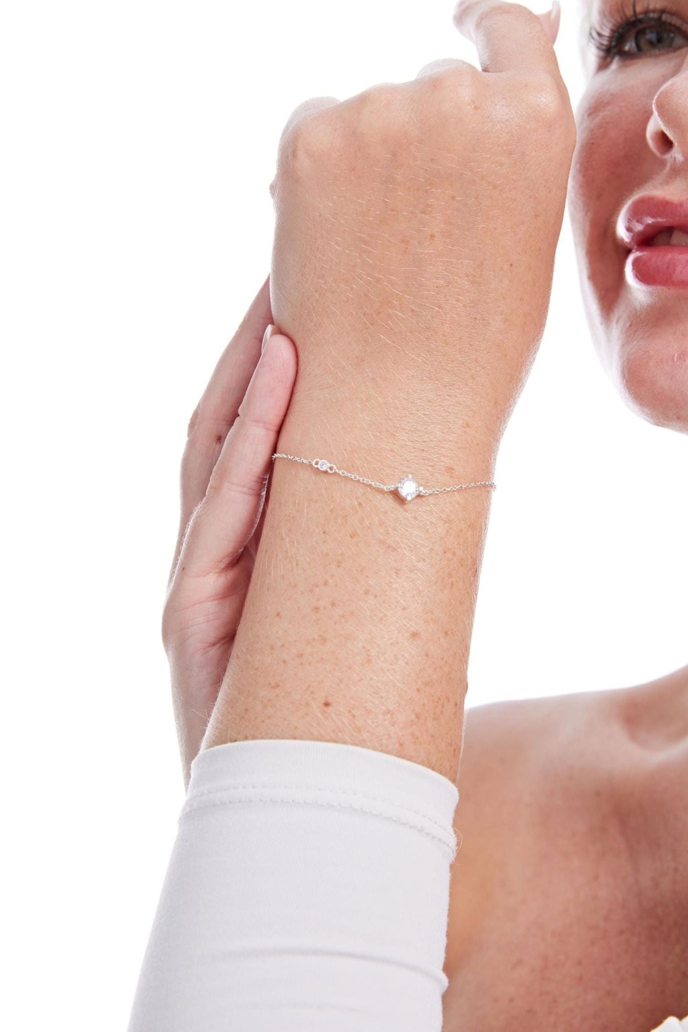 sterling-silver-dainty-minimalist-cz-bracelet-model-wrist