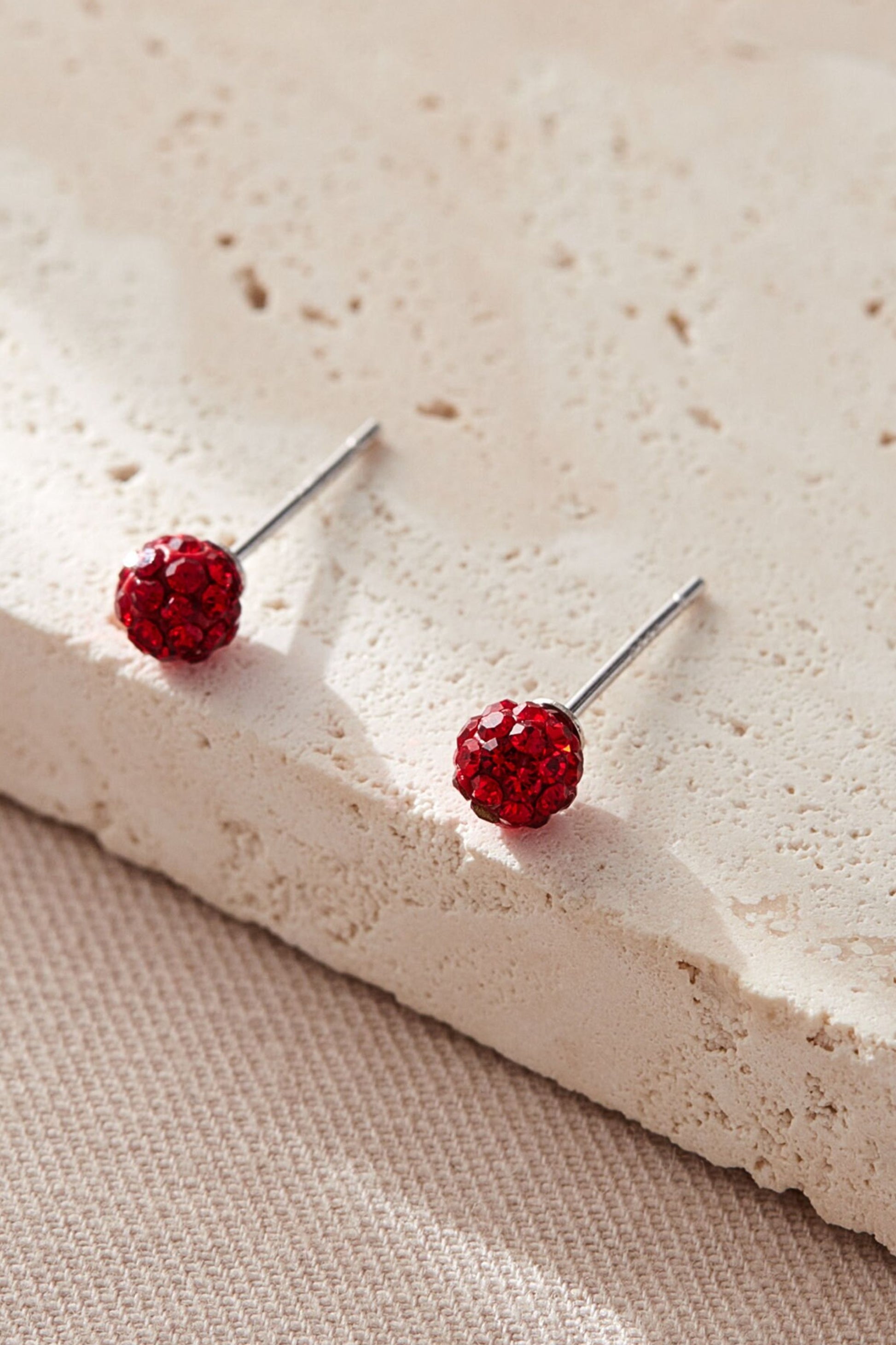 sterling-silver-cz-disco-ball-studs-in-red